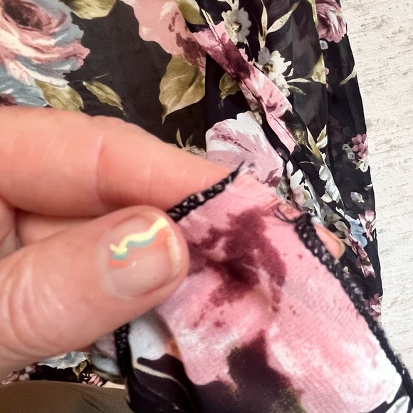Sheer Floral Kimono Robe Sz M Made in USA Beach Cover-Up - Picture 10 of 15